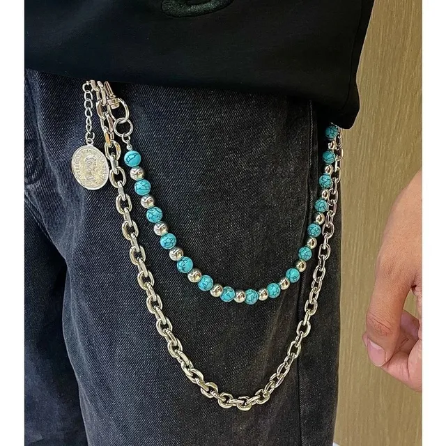 Chrome Hearts Chain Belt Turquoise Bead & Coin
