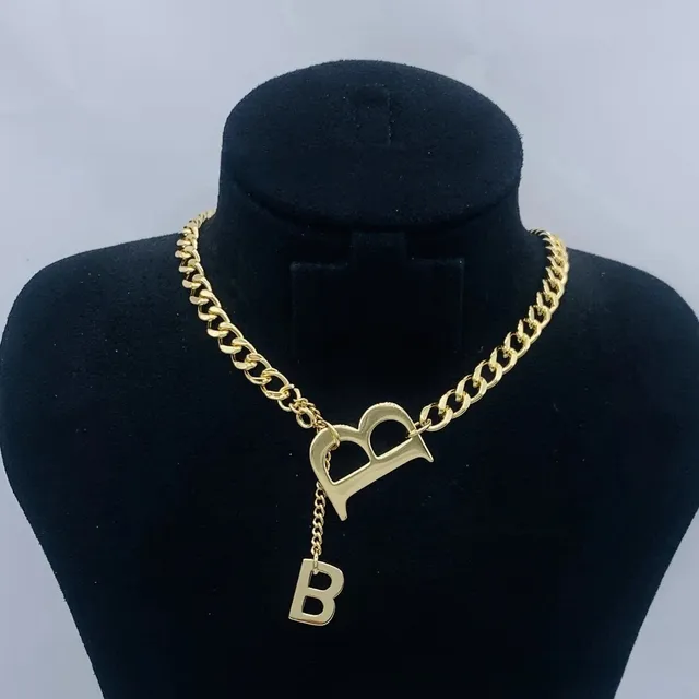 Balenciaga Chain Necklace B Logo Pendant