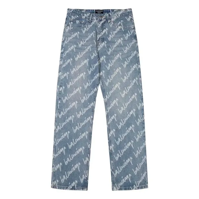 Balenciaga Logo Print Jeans All-Over Script