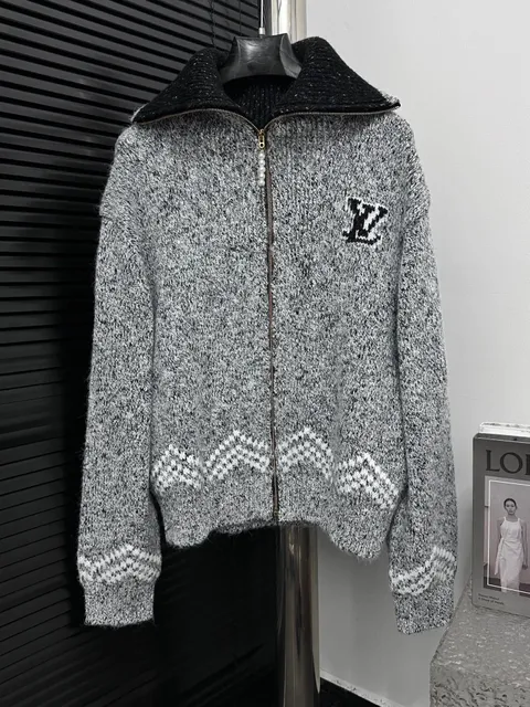 Louis Vuitton Knit Zip-Up Jacket Monogram Intarsia