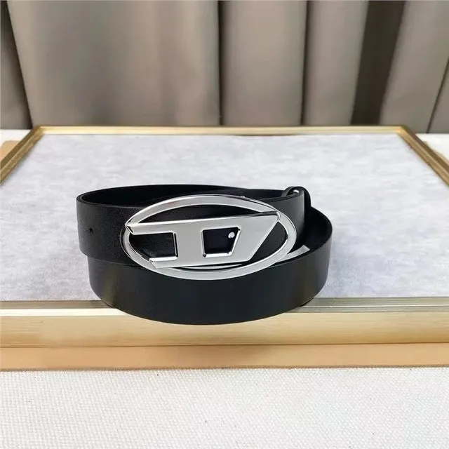 Diesel Logo Buckle Belt Oval D Logo