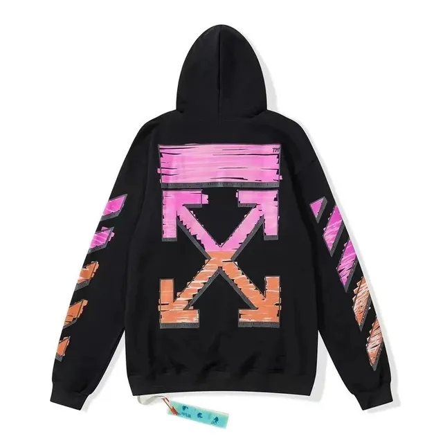 Off-White Zip-Up Hoodie Pink and Orange Arrow Print