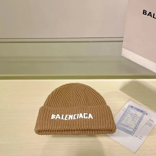 Balenciaga Logo Beanie Ribbed Knit