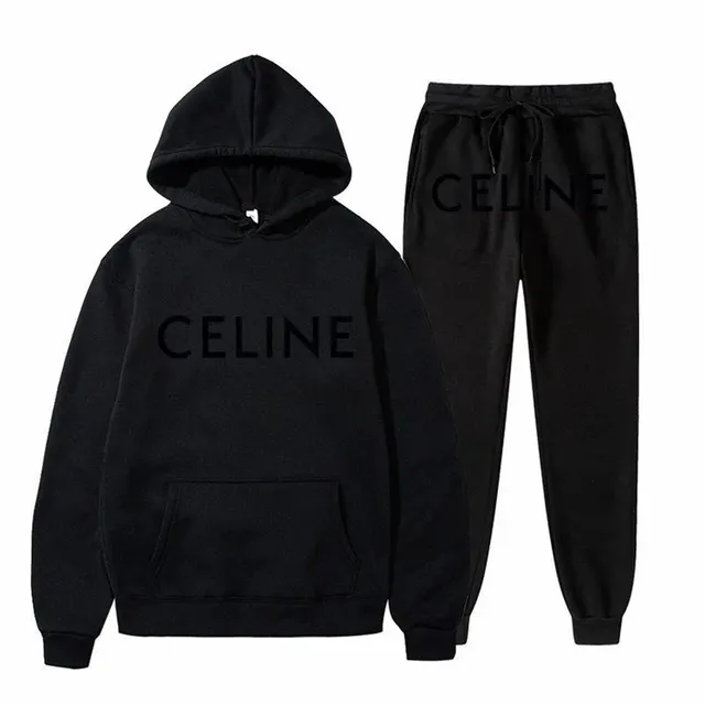 Celine Hoodie and Joggers Set Logo Print