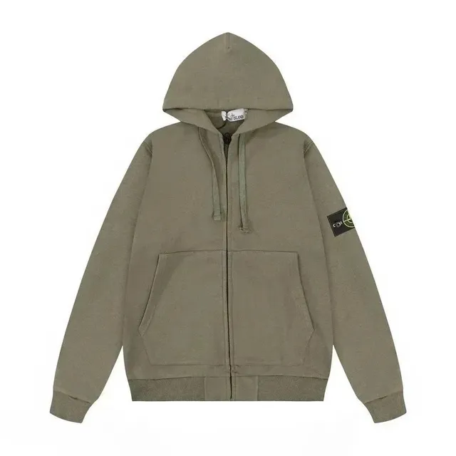 Stone Island Zip-Up Hoodie Olive Green