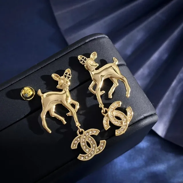 Chanel Deer CC Earrings Crystal-Embellished