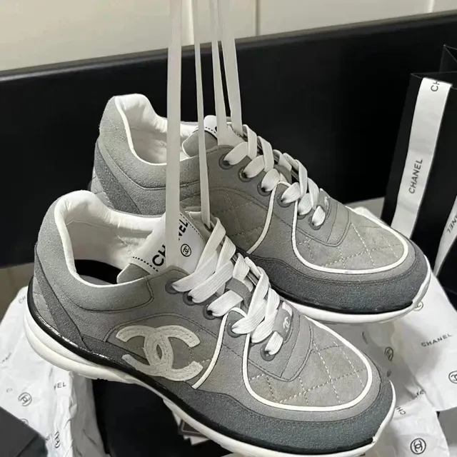 Chanel Sneaker Quilted Grey Suede