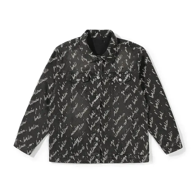 Balenciaga Denim Jacket All-Over Logo Print