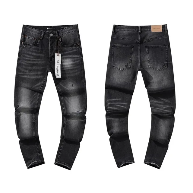 Slim Fit Jeans Distressed Black Wash