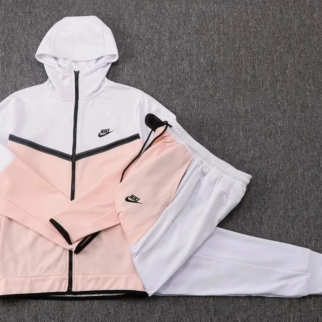 Nike Windrunner Jacket and Joggers Set White Pink Black