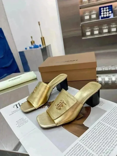 Burberry Equestrian Knight Mule Metallic Gold