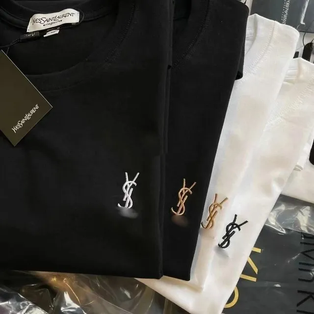 Saint Laurent Logo Embroidered T-Shirt Monogram刺绣