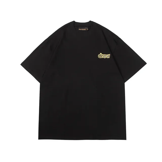 Drew House Logo Tee Black with Yellow Logo