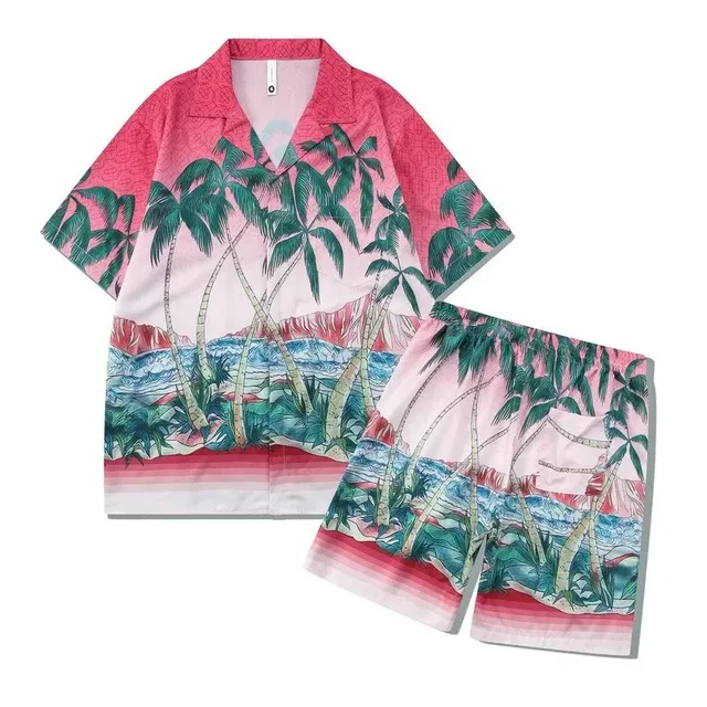 Hawaiian Shirt and Shorts Set Tropical Palm Print