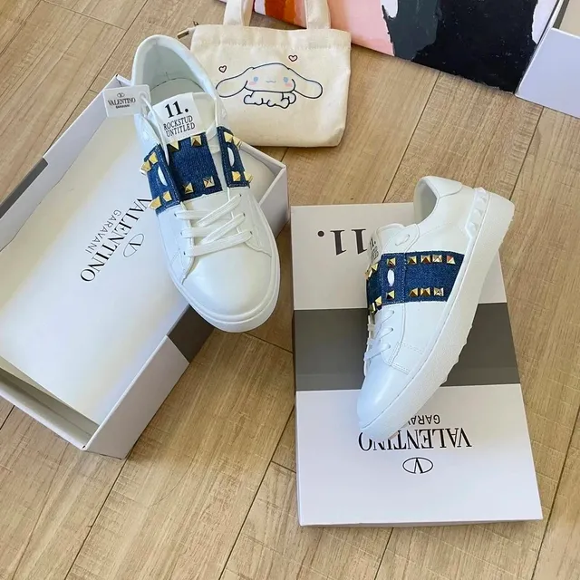 Valentino Rockstud Untitled Denim Strap with Gold Studs