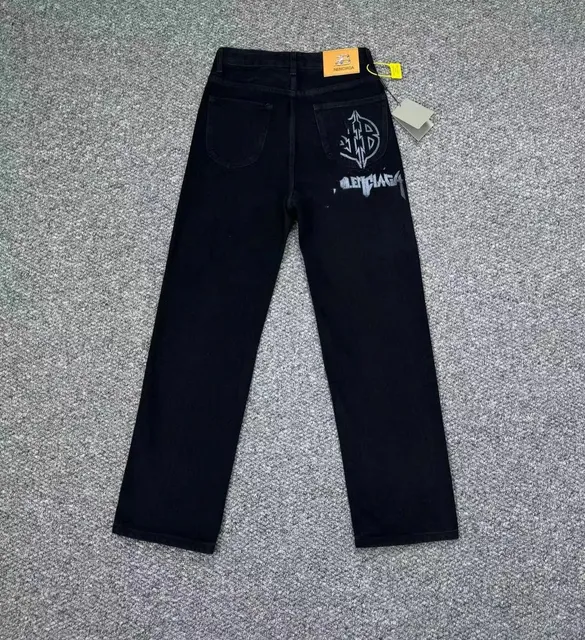 Balenciaga Logo Jeans Black with Silver Logo Print