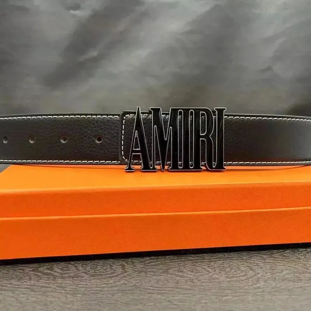 Amiri Logo Belt Black Leather