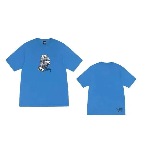 Stüssy t-shirt hand-drawn graphic print, dual-branding