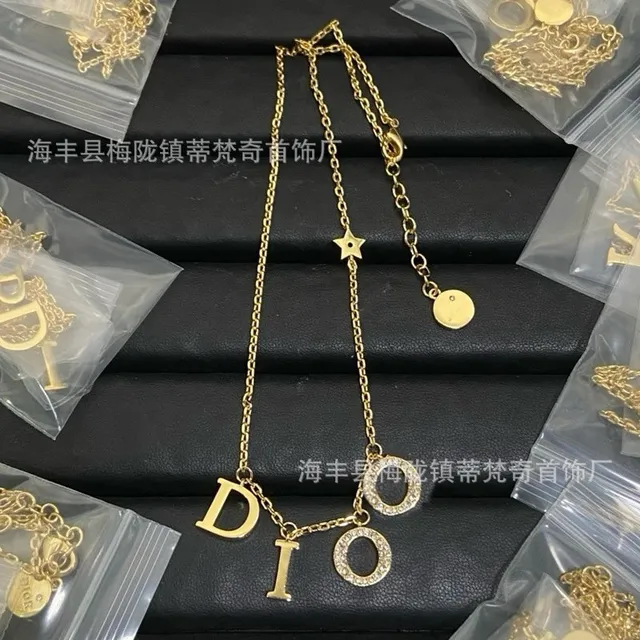 Dior Logo Necklace Crystal-Embellished
