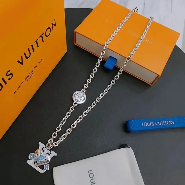 Louis Vuitton Chain Necklace LV Logo Charm