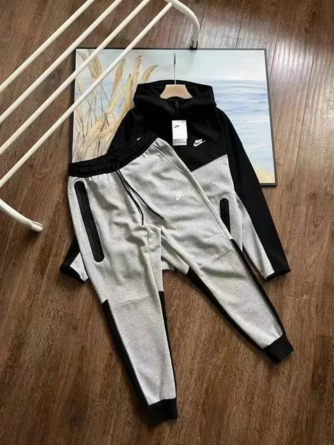 Nike Tech Fleece Hoodie and Joggers Set Heather Grey/Black