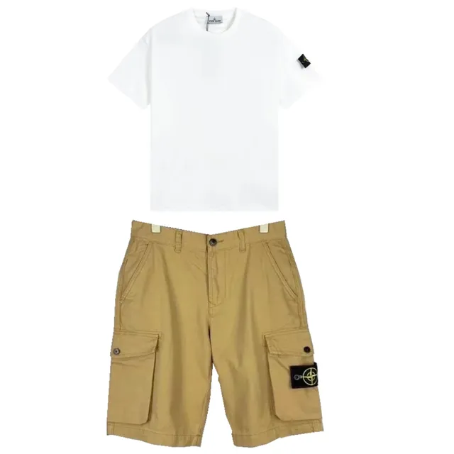 Stone Island T-Shirt and Cargo Shorts Set Compass Patch