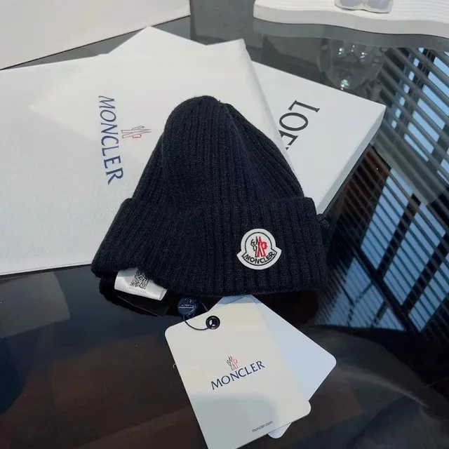 Moncler Ribbed Beanie Logo Patch