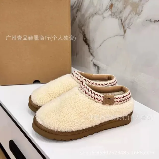 民族风羊羔毛白平底