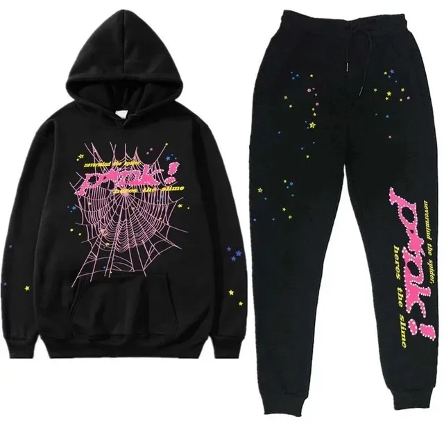 Sp5der Hoodie and Joggers Set Spider Web Print