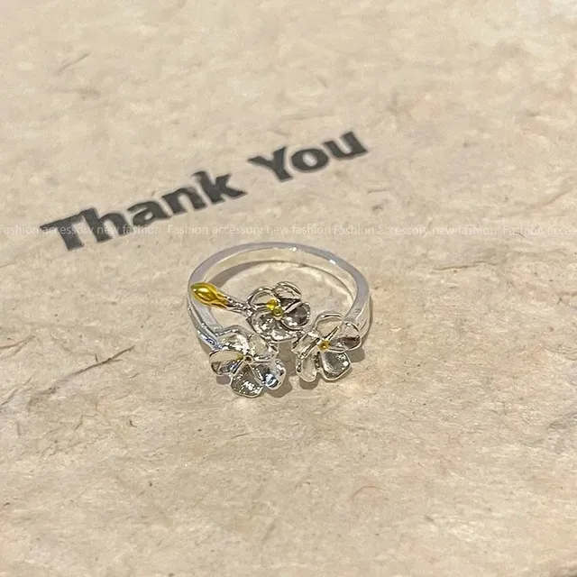 Tiffany & Co. Floral Ring Three-Flower Design with Gold Accent