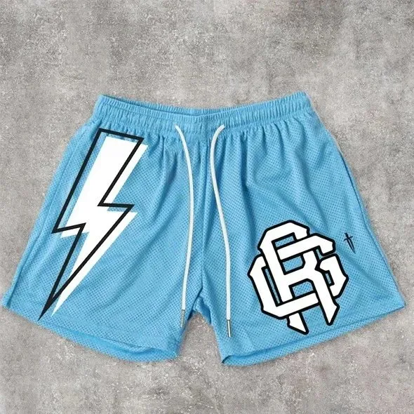 Eric Emanuel Mesh Shorts Lightning Bolt Logo
