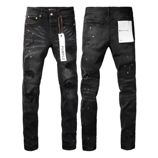 Purple Brand Distressed Slim Fit Jeans Paint Splatter