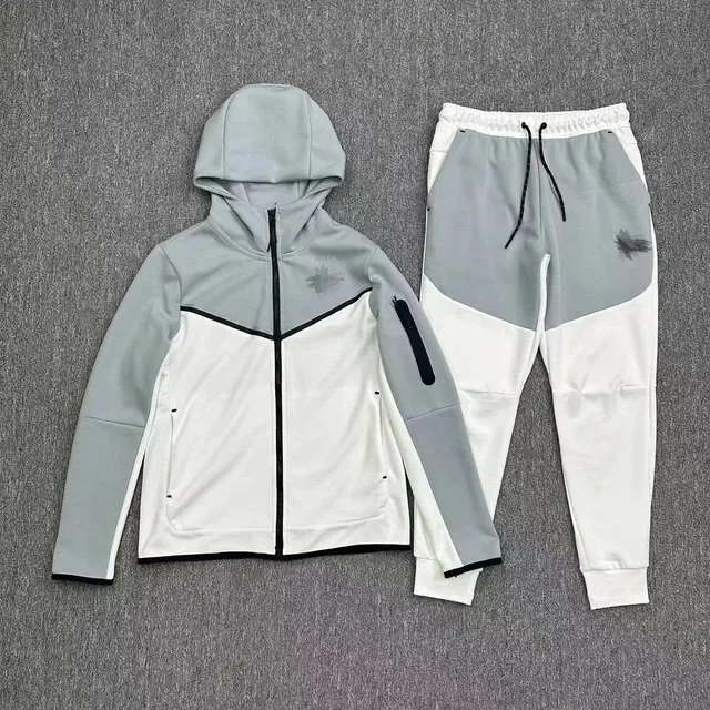 Nike Tech Fleece Hoodie and Joggers Grey/White