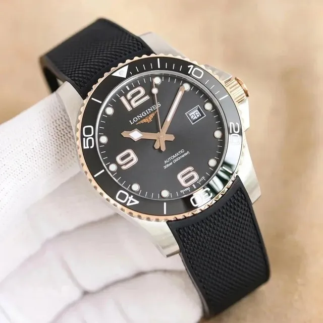 Longines Automatic Dive Watch Black Dial with Rose Gold Accents