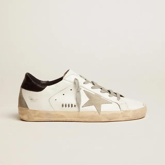 Golden Goose Superstar Distressed White with Black Heel