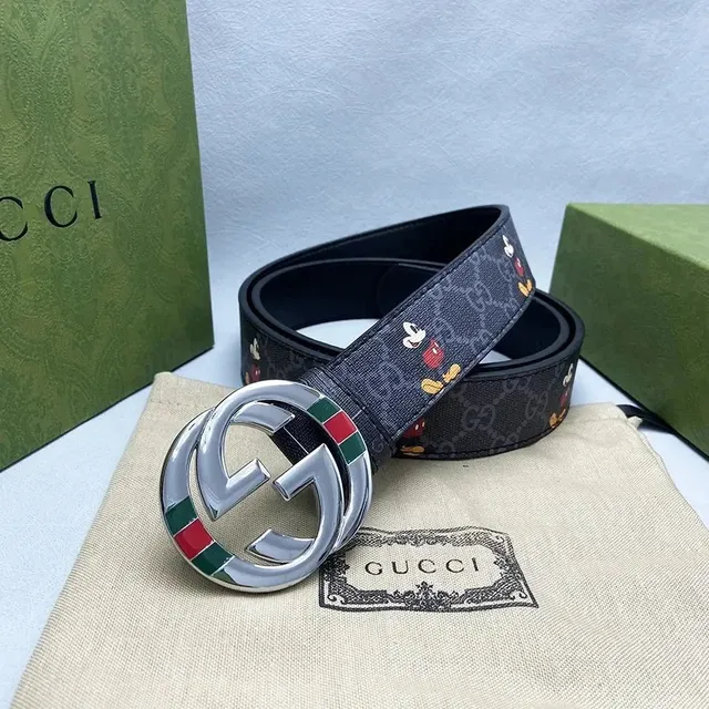 Gucci × Disney GG Marmont Belt Mickey Mouse Print