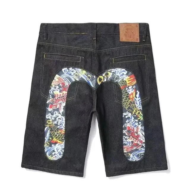 Evisu Denim Shorts Koi Fish Print