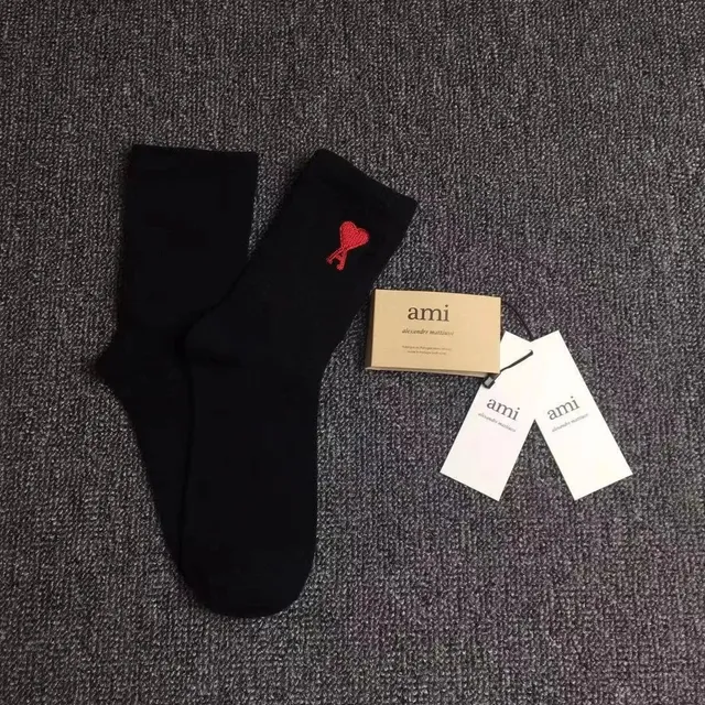 AMI Paris Logo Socks Heart Embroidery