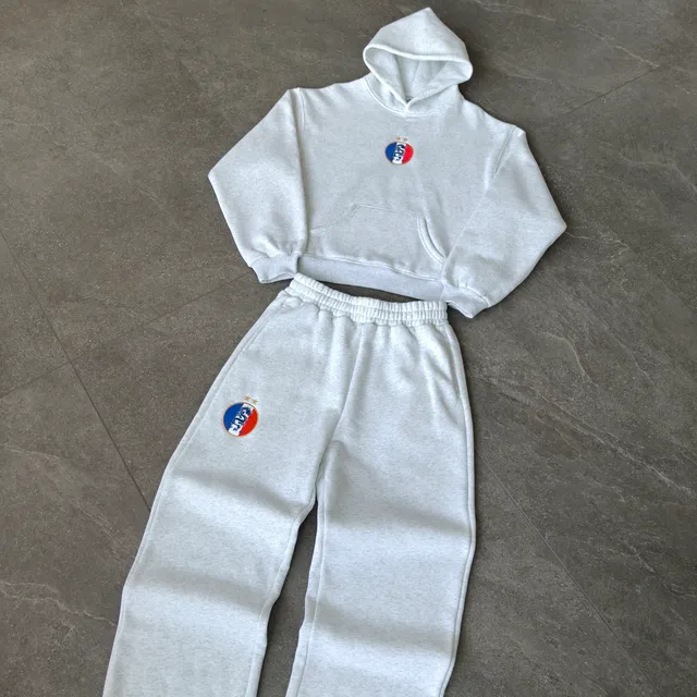 Hoodie and Sweatpants Set French Flag Patch