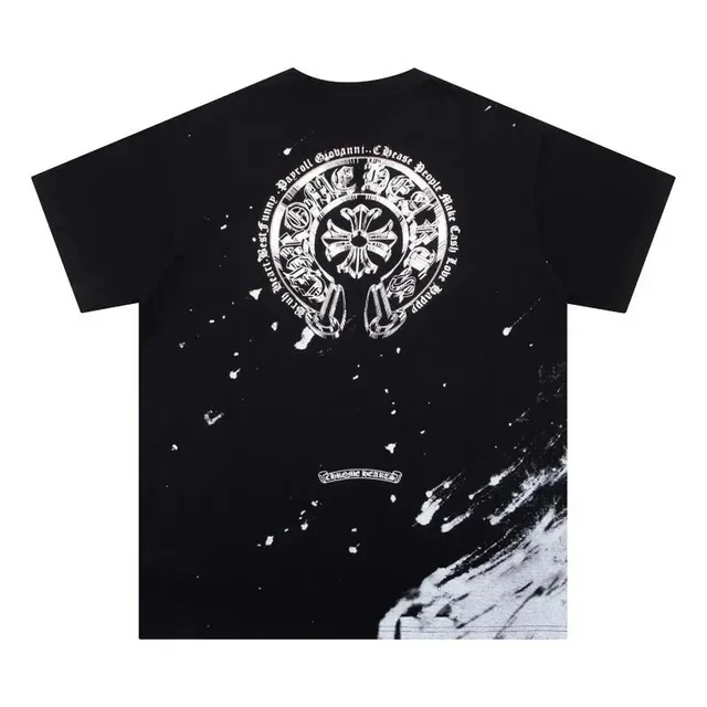 Chrome Hearts Graphic Tee Cross Logo Print with Splatter