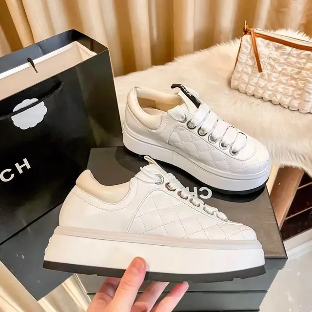 Chanel Quilted Sneaker Triple White