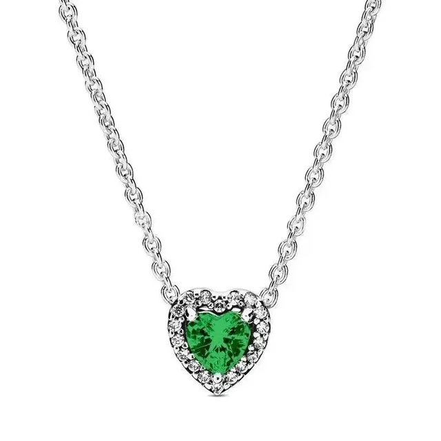 Pandora Heart Pendant Necklace Emerald Green Cubic Zirconia
