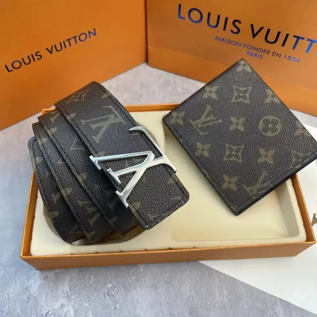 Louis Vuitton LV Monogram Wallet & Belt Set Monogram Canvas