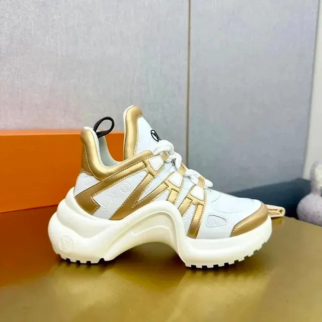 Louis Vuitton LV Trainer White and Gold