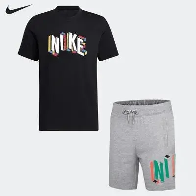 Nike T-Shirt and Shorts Set Multi-Color Logo Print