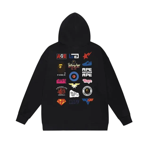 BAPE Graphic Hoodie Multi-Logo Patchwork