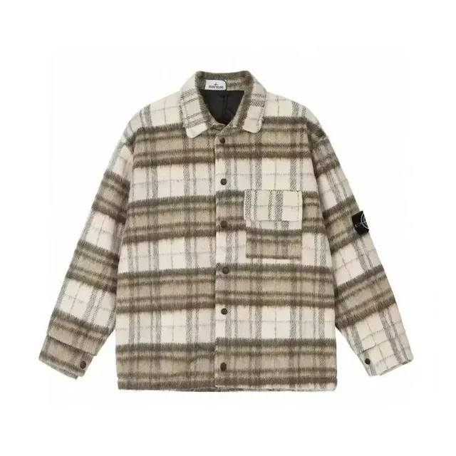 Stone Island Shirt Jacket Plaid Wool Blend