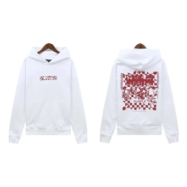Supreme × Purple Brand Hooded Sweatshirt Purple Checkered Print