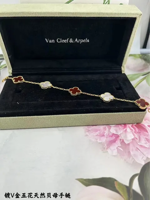 Van Cleef & Arpels Alhambra Bracelet Five Motifs with Carnelian and Mother-of-Pearl