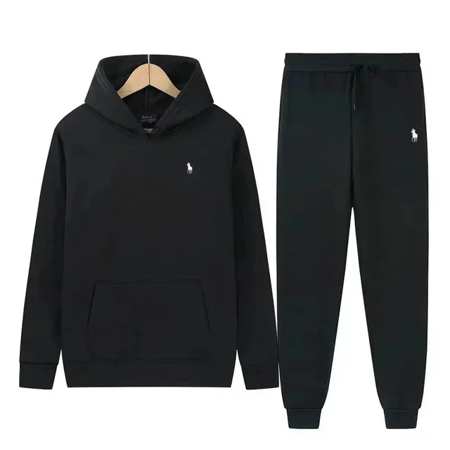 Polo Ralph Lauren Hoodie and Joggers Set Black with White Pony Logo